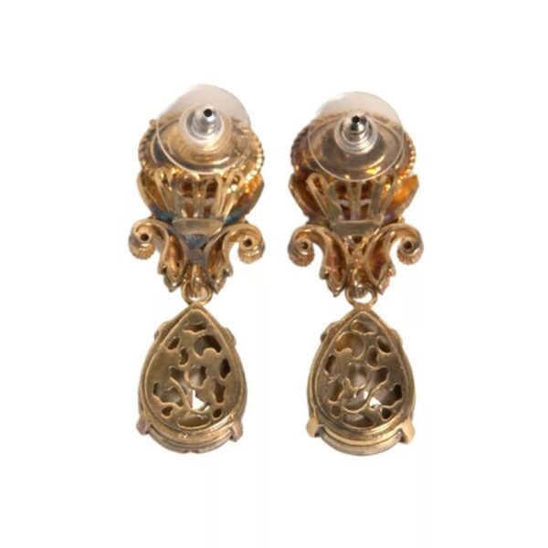 Dolce & Gabbana Gold 925 Sterling Silver Crystal Jewelry Dangling Brooch - Image 2