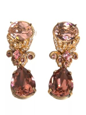 Dolce & Gabbana Gold 925 Sterling Silver Crystal Jewelry Dangling Brooch