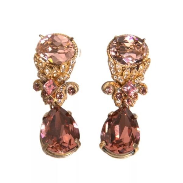 Dolce & Gabbana Gold 925 Sterling Silver Crystal Jewelry Dangling Brooch - Image 3