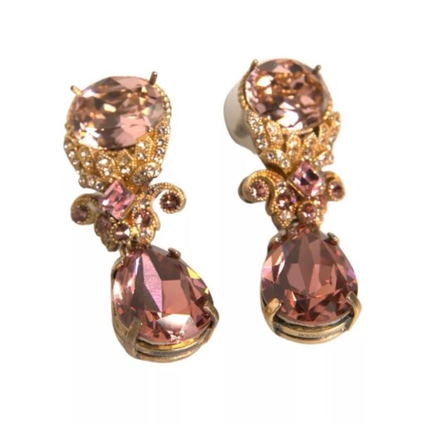 Dolce & Gabbana Gold 925 Sterling Silver Crystal Jewelry Dangling Brooch - Image 4