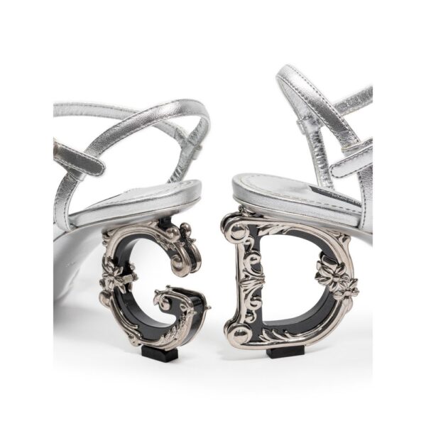 Dolce & Gabbana Silver Leather Sandal - Image 5