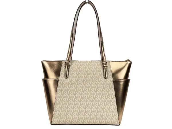Michael Kors Charlotte Large Leather Top Zip Tote Bag Purse Rose Gold - Image 4