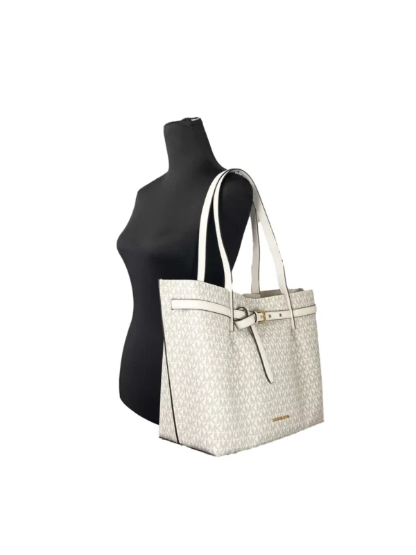 Michael Kors Emilia Large Signature PVC Tote Bag Purse Light Cream - Image 4