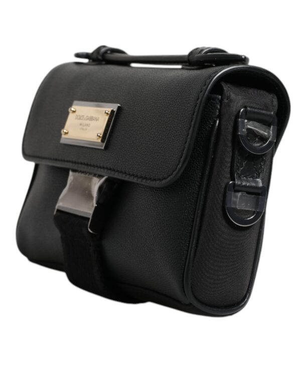 Dolce & Gabbana Black Logo Plaque Leather Buckled Shoulder Crossbody Bag - Image 3