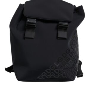 Dolce & Gabbana Black Neoprene Nylon DG Logo School Backpack Bag