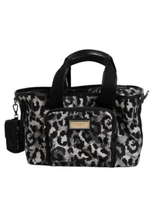 Dolce & Gabbana Multicolor Leopard Print Pet Carry Logo Plaque Bag