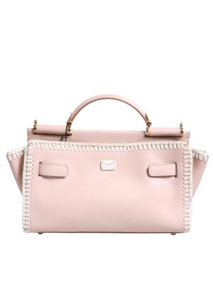 Dolce & Gabbana Light Pink Logo Plaque Soft Leather Strap Crossbody Bag