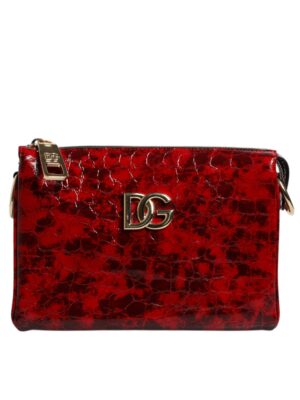 Dolce & Gabbana Red Exotic Leather DG Logo Women Crossbody Bag