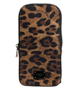 Dolce & Gabbana Brown Leopard Print Dauphine Leather Zip Around Wallet