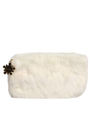Dolce & Gabbana White Fur Handbag Clutch Purse Pouch Bag