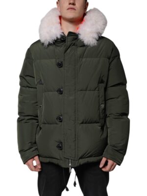 Dsquared² Green Hooded Long Sleeves Fur Shearling Jacket
