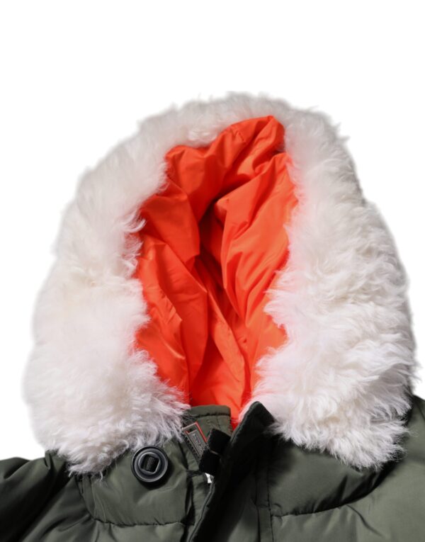 Dsquared² Green Hooded Long Sleeves Fur Shearling Jacket - Image 6