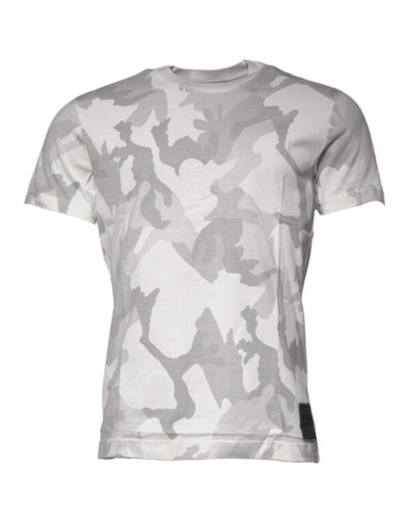 Dolce & Gabbana White Gray Camouflage Cotton Crew Neck T-shirt - Image 2