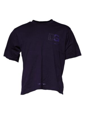 Dolce & Gabbana Purple DG Logo Cotton Crew Neck T-shirt