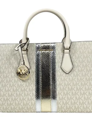 Michael Kors Sheila Medium Crossbody Satchel Purse Bag Pale Gold