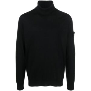 Stone Island Black Wool Men Sweater