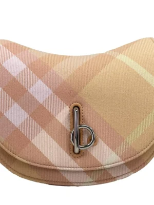 Burberry Mini Check Rocking Horse Crossbody Bag Purse Peach