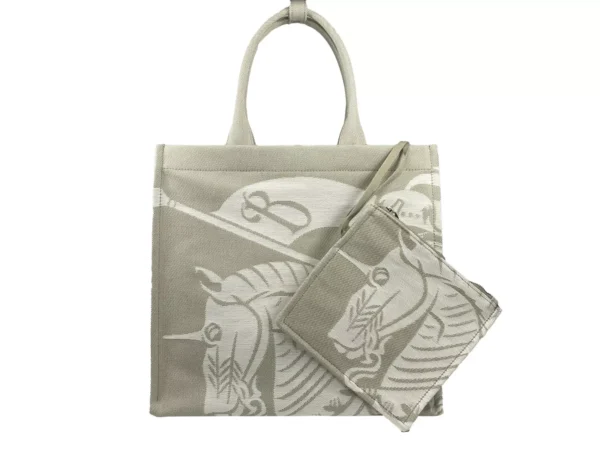 Burberry EKD Canvas Tote Bag With Coin Pouch Beige - Image 4