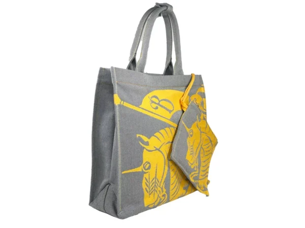 Burberry EKD Canvas Tote Bag With Coin Pouch Sunflower Gray - Image 2
