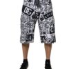 Dolce & Gabbana White Graffiti Cotton Men Bermuda Denim Shorts