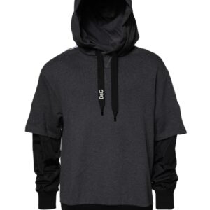 Dolce & Gabbana Melange Gray Cotton Hooded Sweatshirt Sweater