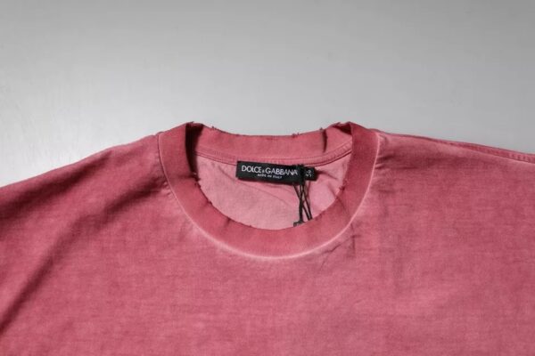 Dolce & Gabbana Pink Logo Print Cotton Crew Neck T-shirt - Image 5