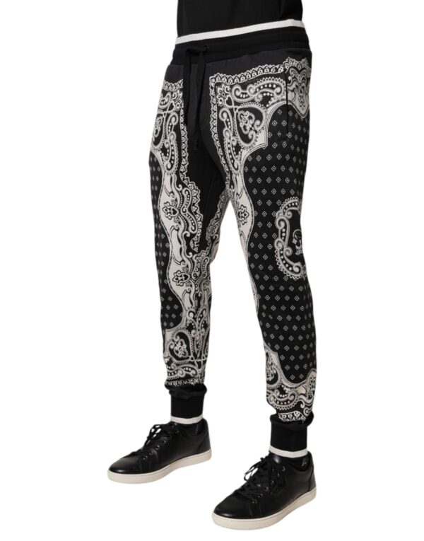 Dolce & Gabbana Black Bandana Cotton Jogger Pants - Image 3
