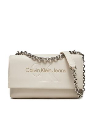 Calvin Klein Jeans Beige Faux Leather Shoulder Bag