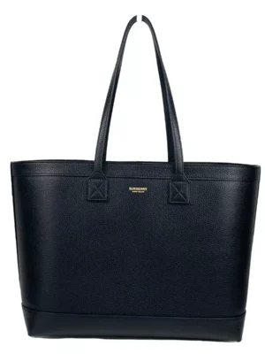 Burberry Medium Grainy Leather Black Tote Bag Purse