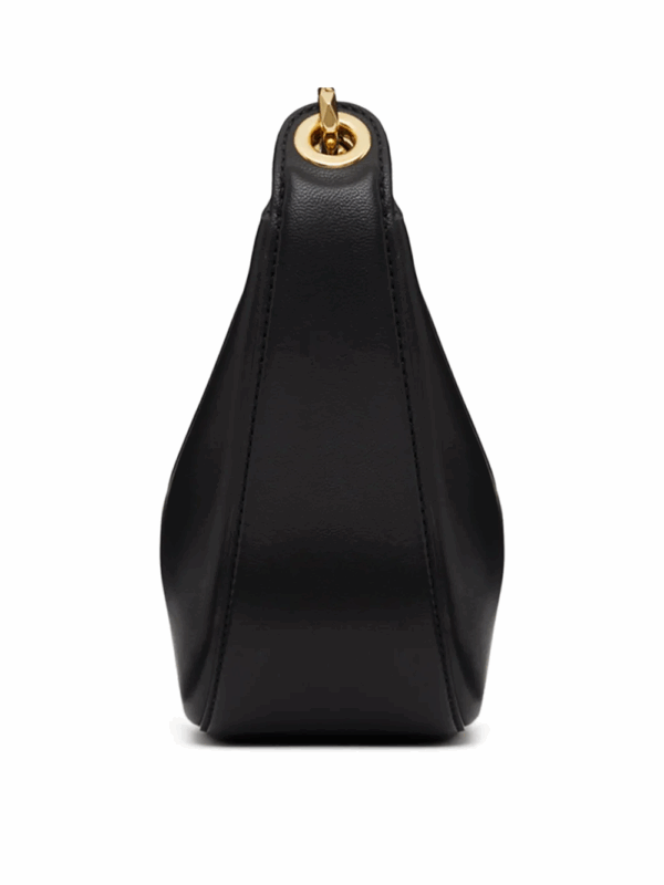 Valentino Garavani Black Leather Mini Hobo Vlogo Shoulder Bag - Image 5