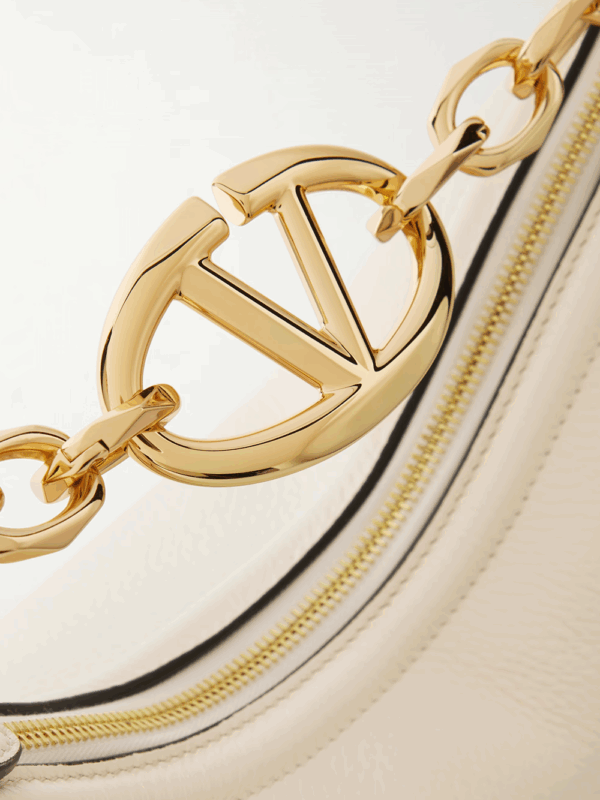 Valentino Garavani Ivory Leather Small Hobo Vlogo Shoulder Bag - Image 4