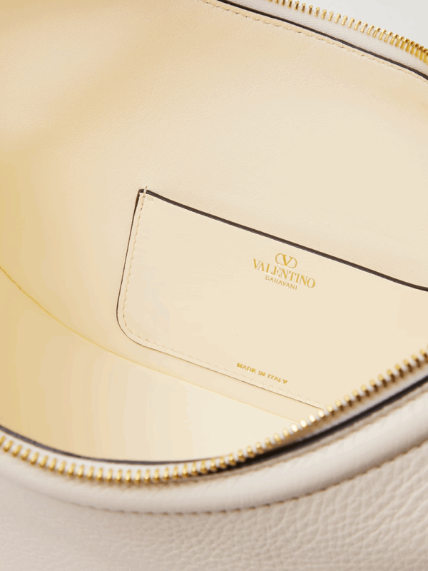 Valentino Garavani Ivory Leather Small Hobo Vlogo Shoulder Bag - Image 5