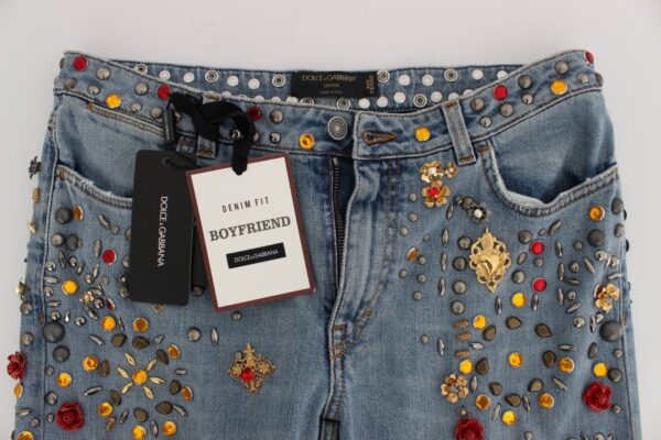 Dolce & Gabbana Enchanted Sicily Crystal Heart Boyfriend Jeans - Image 5