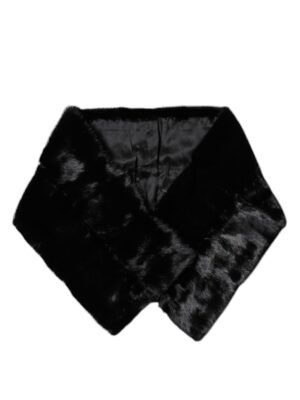Dolce & Gabbana Black Fur Shawl Neck Wrap Cover Collar Scarf
