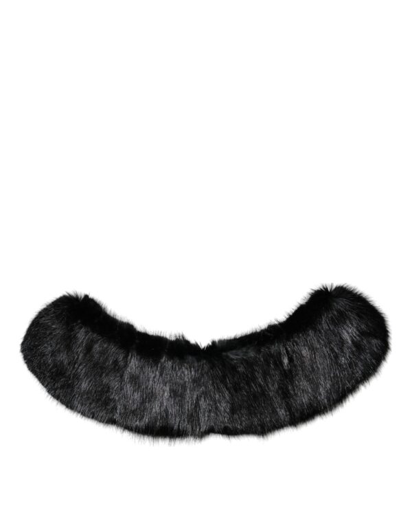 Dolce & Gabbana Black Fur Shawl Neck Wrap Cover Collar Scarf - Image 2