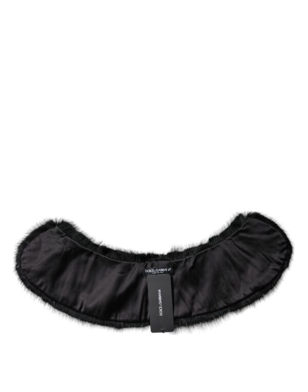 Dolce & Gabbana Black Fur Shawl Neck Wrap Cover Collar Scarf - Image 3