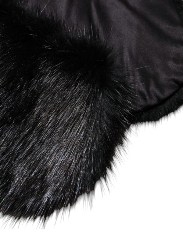 Dolce & Gabbana Black Fur Shawl Neck Wrap Cover Collar Scarf - Image 4