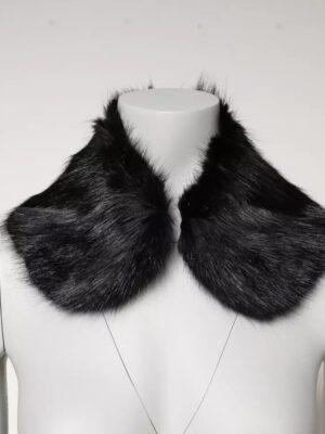 Dolce & Gabbana Black Fur Shawl Neck Wrap Cover Collar Scarf