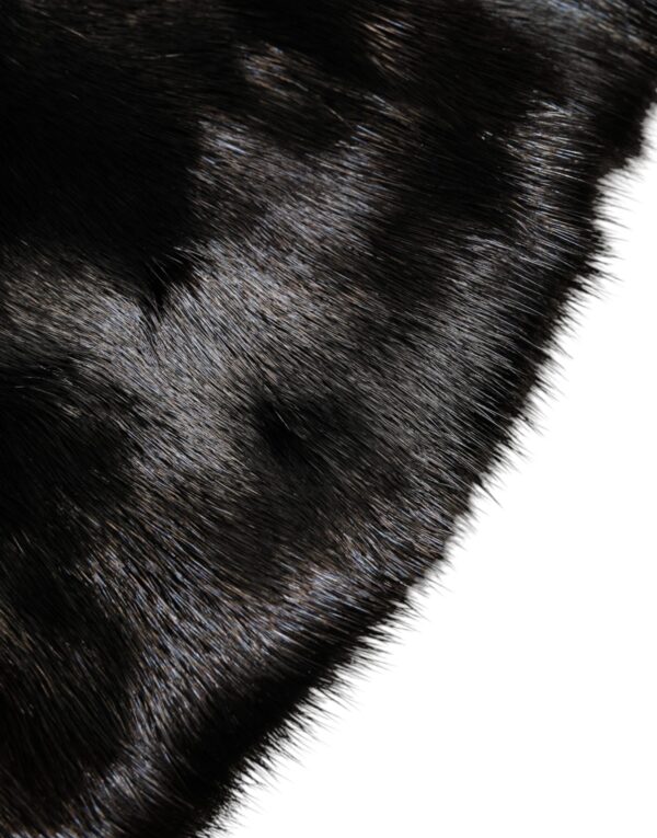 Dolce & Gabbana Black Fur Shawl Neck Wrap Cover Collar Scarf - Image 5