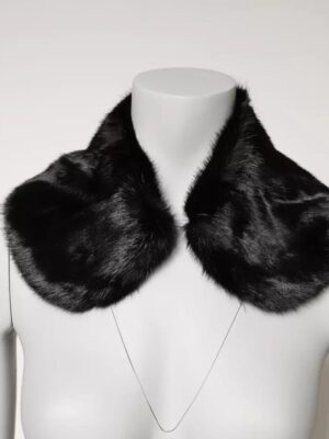 Dolce & Gabbana Black Fur Shawl Neck Wrap Cover Collar Scarf