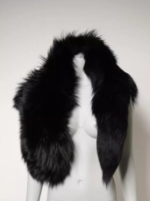 Dolce & Gabbana Black Fox Fur Neck Wrap Warmer Winter Scarf