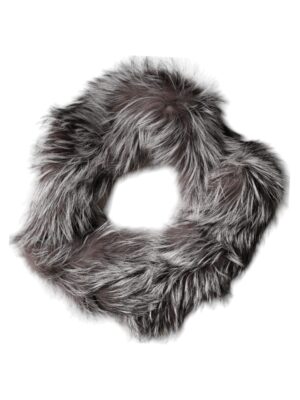 Dolce & Gabbana Gray Fox Fur Neck Wrap Warmer Winter Scarf