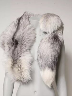 Dolce & Gabbana White Fox Fur Neck Wrap Warmer Winter Scarf