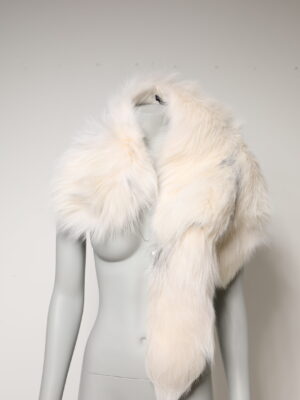 Dolce & Gabbana White Fox Fur Neck Wrap Warmer Winter Scarf