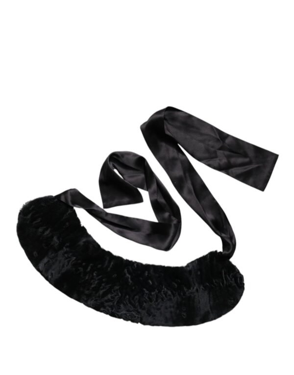 Dolce & Gabbana Black Lamb Fur Women Neck Warmer Winter Scarf - Image 3