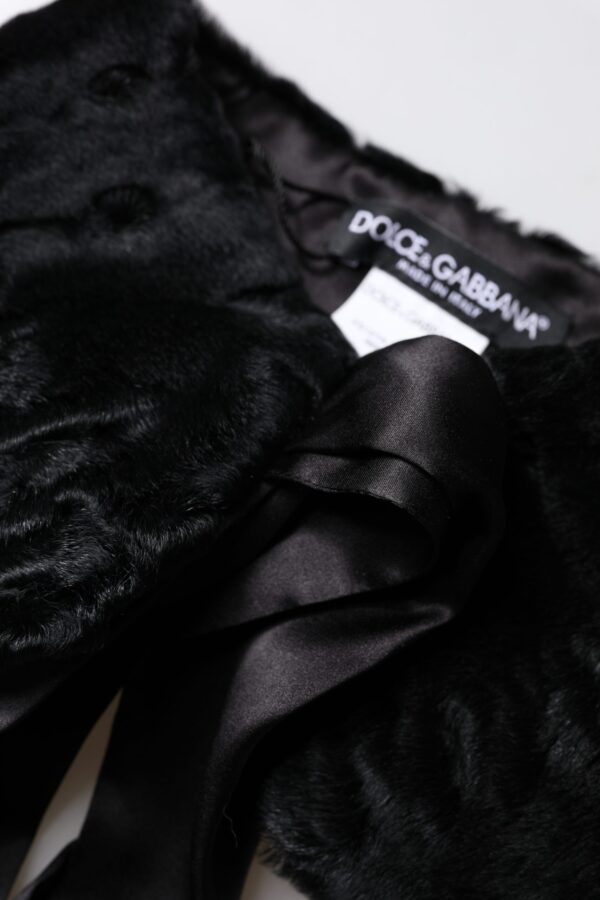 Dolce & Gabbana Black Lamb Fur Women Neck Warmer Winter Scarf - Image 6
