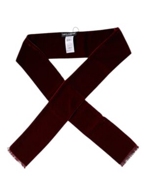 Dolce & Gabbana Bordeaux Cotton Silk Fringe Shawl Wrap Scarf