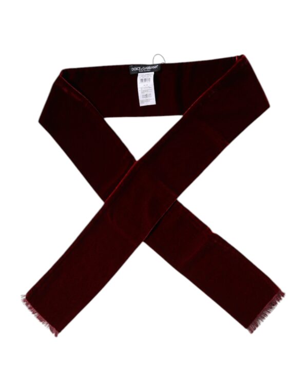 Dolce & Gabbana Bordeaux Cotton Silk Fringe Shawl Wrap Scarf - Image 3