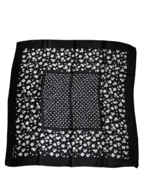 Dolce & Gabbana Black Floral Silk Square Wrap Shawl Scarf