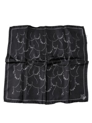 Dolce & Gabbana Black Patterned Silk Handkerchief Scarf